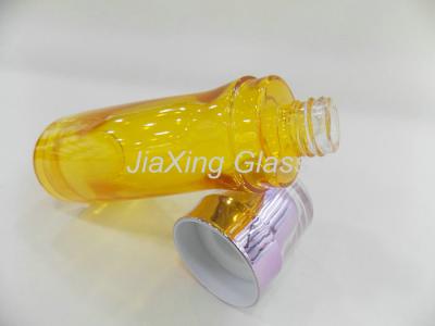 China Yellow 120ml Airless Cosmetic Bottles Cylinder Shape With Plastic Cap for sale