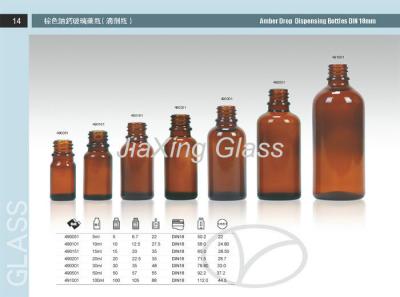 China Screw Cap Glass Essential Oil Bottle , Dispensing Amber Dropper Bottles DIN 18mm for sale