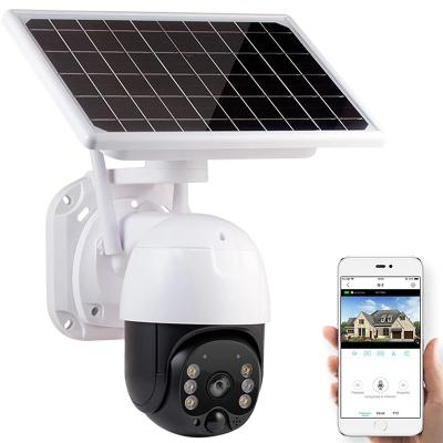 China Siren Integrated Solar Security Camera 3MP Wireless WiFi Home Security Camera PTZ Rechargeable Battery Outdoor Solar Powered Camera for sale