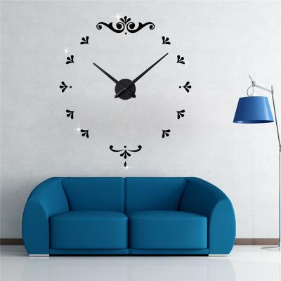 China Popular LUMINOVA 3D DIY Large MDF Flowers Modern Design Digital Acrylic Creative Metal Art Wall Clock for sale