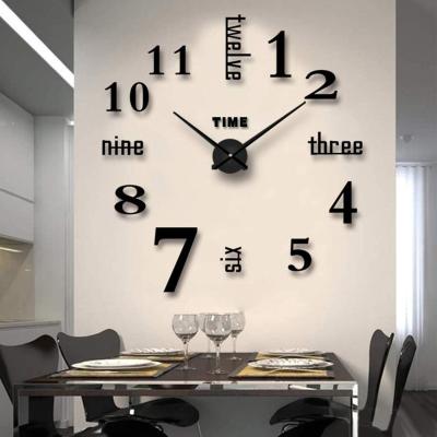 China LUMINOVA Vintage Large Home Wall Clock Metal Art 3D Watches Modern Frameless Hours DIY Decorations For Living Room Bedroom for sale