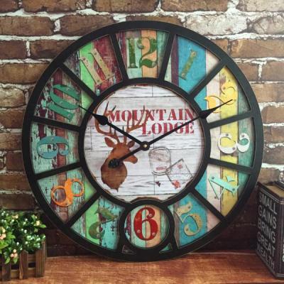 China 2021 Antique Style Executive 3D Digits Dial Best Wall Clock Vintage Retro Style Wall Clock Decor Rustic Luxury MDF Wooden Design for sale