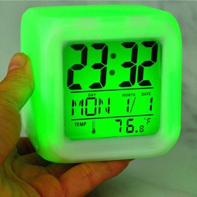 China Fashion Christmas Gifts 7 Radio Color Led Digital Calendar LED Table Light Alarm Clock for sale