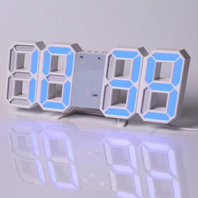 China Class 2021 Vintage Digital Night Light Watch Blue Wall Clock Smart Remote Control Timer Alarm Table Desk 3D Led Clock for sale