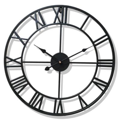 China Antique Style 60cm Classic Round Antique Industrial Romantic Gold Shaped Roman Numerals Metal Vintage 3D Iron Nordic Wall Clock for sale