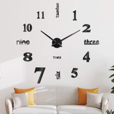 China LUMINOVA 2021 Customize Diy Modern Large Home Decoretion Wall Clock Digital 3D Wall Watch Nordic Wanduhr Wall Clocks For Living Room for sale