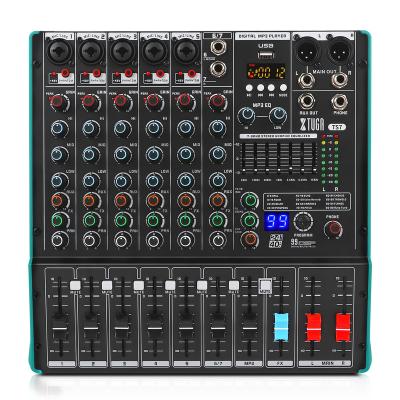 China Disco\Bar\Club\Home Professional 7 Channel Audio Mixer with 99 DSP Effects 48V Phantom MP3 7-band Balanced Power  For Studio/DJ for sale