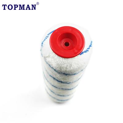 China Hot Sale Paint White With Blue Stripe Acrylic Medium Pile Paint Roller Cover European Style for sale