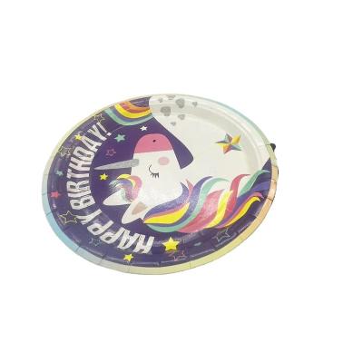 China Decorations Biodegradable Birthday Party Supplies Baby Disposable Biodegradable Paper Plates For Happy Birthday Table Decorations for sale