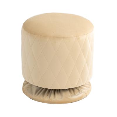 China (Other) wholesale price adjustable portable modern home decor round ottoman beige fabric swivel base stool rotation makeup for sale