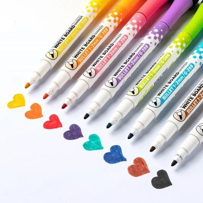 China Plastic Best Selling 8 Colors Magnetic Erasable Whiteboard Pens Adsorbable Whiteboard Pen With Brush for sale