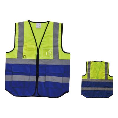 China Custom Colored Breathable Workwear Vest Sweat Proof Work Outdoor Vest With Pockets Safety Vest With 4 Reflective Stripes for sale