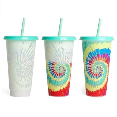 China Promotion Giveaway Reusable BPA Free Custom Print Plastic Coffee Cup with Lid and Straw for sale