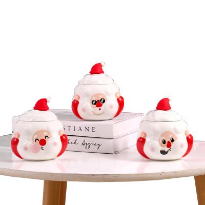 China 3D Santa Ceramic Mug Set Perfect for Coffee Tea Beer or Water Includes Lid and Spoon for sale