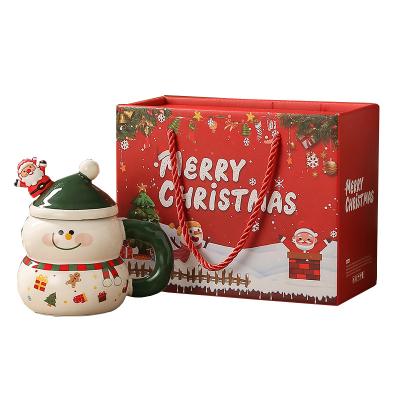 Cina Uomo di neve festivo Babbo Natale Tazza di caffè MANUALIZZAZIONE Ceramica Mike Mug con Festival Gift Box in vendita