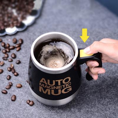 China 1 Piece Double Insulated Self Stirring Mug Electric Lazy Automatic Mixing Stainless Steel Travel Coffee Mug for sale