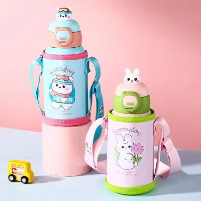 China Portable Strap Water Bottle WITH LID Modern Design Cartoon Water Cup Stainless Steel for sale