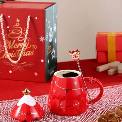 中国 クリスマスプレゼントカップセット 蓋とスプーン 400ml 500ml オフィス用 午後茶杯 販売のため