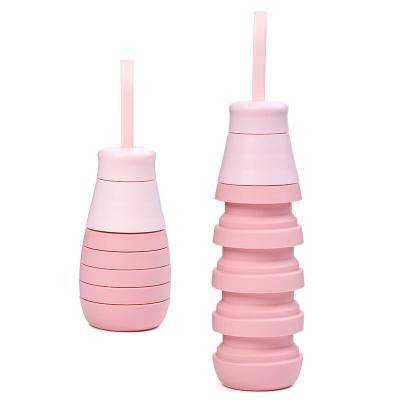 China Unisex 500ml Foldable Silicone Drink Bottle Leakproof BPA Free Water Bottle for Students for sale