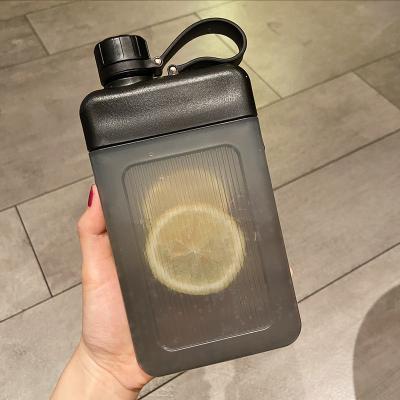 China 450ml BPA-free Square PP Plastic Portable Juice Sports Bottle With Cap Custom Pattern for sale