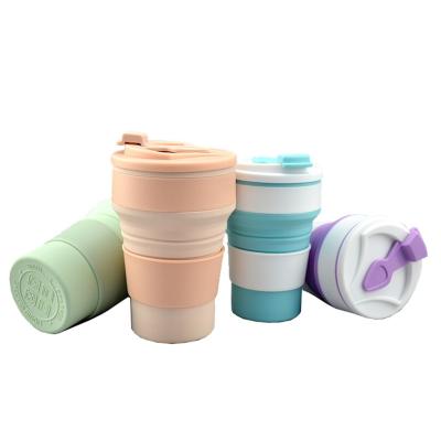 China 350ml/500ml Silicone Folding Cup Leakproof Children Portable Travel Coffee Bottle for sale