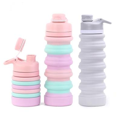 China Custom Logo 750ML Foldable Water Bottle BPA Free Silicone for Kids School and Sports for sale