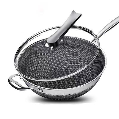 Chine Wok en acier inoxydable à nid de miel durable pour un chauffage rapide dans une cuisine personnalisée à vendre