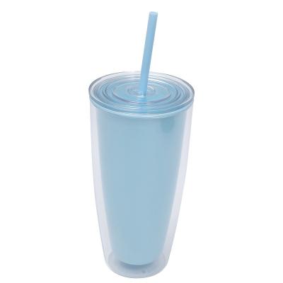 China OEM Fashion Design Personalized Gifts Clear Cold Cup PP Plastic Cold Tumbler Cups With Lid And Straw for sale