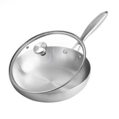 China Frying Pans Skillets 22/24/26/28cm Stainless Steel Fry Pan with Glass Lid and Pot Cover for sale