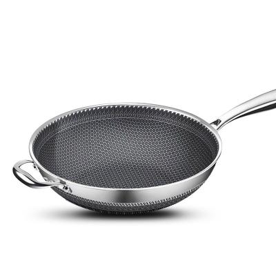 China Non-stick Inner Coating Stainless Steel Wok with Fast Heating and Customizable Models for sale