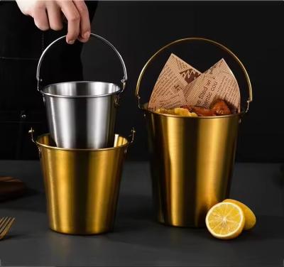 China Stocked 304 Stainless Steel Snack Bucket Multi-purpose Portable Ice Bucket with Handle for sale