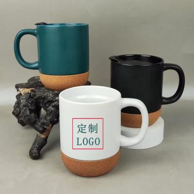 China ALL Pieces 400ml Capacity Eco-Friendly Reusable Ceramic Mugs Cork Bottom Coffee Mug Cup for sale