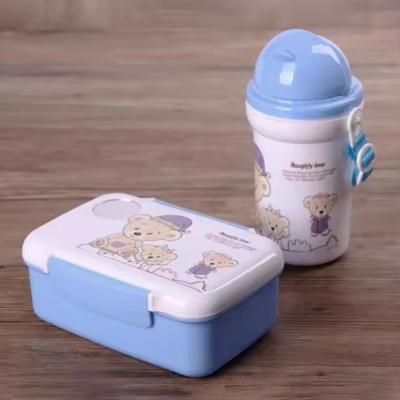 China 500ml Straw Kettle Plastic Lunch Box With Water Cup Set Perfect for Lunchtime Variety for sale