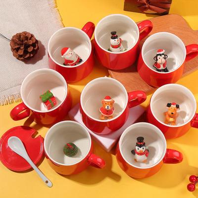 China 350ml Christmas Mug Handmade Ceramic Teacup for Sustainable Gifts and Creative Design for sale