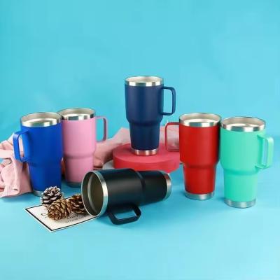 China 30oz Stainless Steel Tumbler Vacuum Portable Insulated Travel Mug With HANDGRIP Versatile for sale