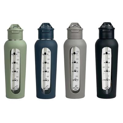 中国 オーダーメイド ロゴ 受け入れられる 700ml/1000ml 時間スタンプ付き 携帯ガラスボトル 販売のため