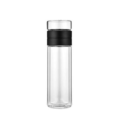 China Custom Logo Sublimation Clear Glass Tumbler Drink Glass Water Bottle with Filter for sale