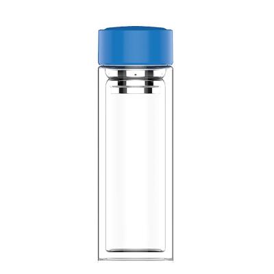 China Glaswaterfles met theefilter Draagbaar dubbele laag ontwerp Borosilicaat materiaal Te koop