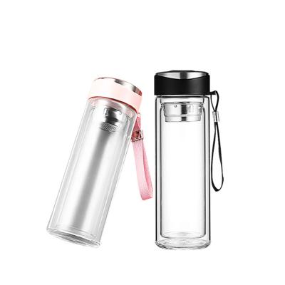 China Doppelwandglas-Tumbler mit Tee-Infuser für Sublimationsdruck bei niedrigem Moq zu verkaufen