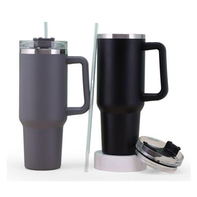 China OEM 40 OZ Tumbler With Handle Stainless Steel 18/8 Vacuum Travel Coffee Mug And Straw for sale