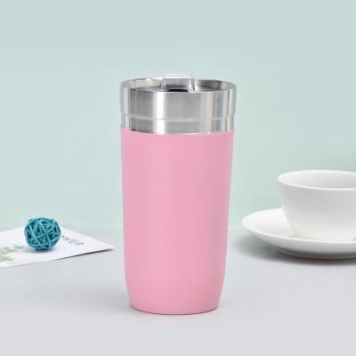 China 16 oz Car Cup Double Wall Insulated Stainless Steel Modern Design Drinking Bottle with Lid for sale