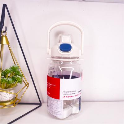 China White 1.2L Capacity Sport Plastic Gradient Straw Water Bottle With Time Marker for Daily for sale