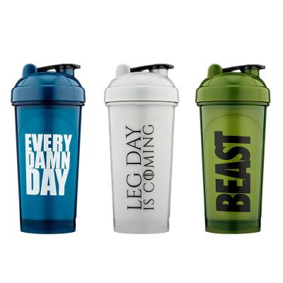 China Customer Logo Gym Shaker 400ml 600ml Gym Sport Water Bottle Plastic Protein Shaker Cup for sale