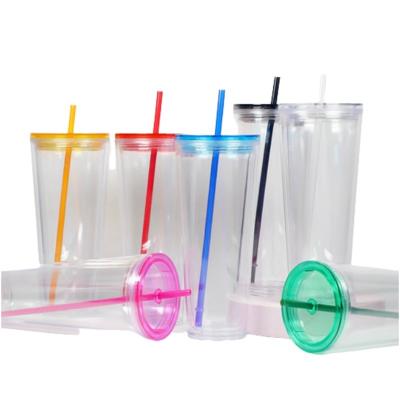 China 24oz Acrylic Double Wall Cold Tumbler Customized Color Plastic PP Cup for Party Supplies for sale