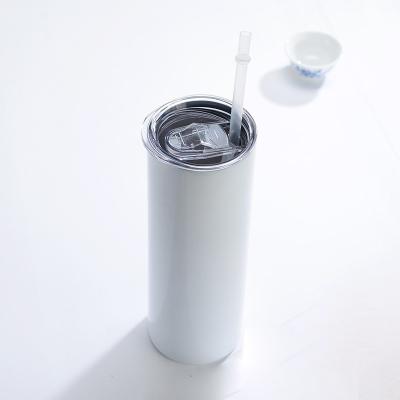 China 20oz/30oz Customized Color Sublimation Blank Stainless Steel Skinny Straight Tumbler Cups With Straw for sale