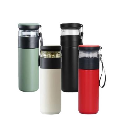 China Stainless Steel Vacuum Flask Thermos Tumbler With Strainer For Hot Coffee Juice Tea for sale