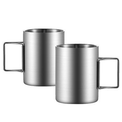 China OEM Stainless Steel Direct Supply Double Wall Mug Camping Mug With Foldable Handle for sale