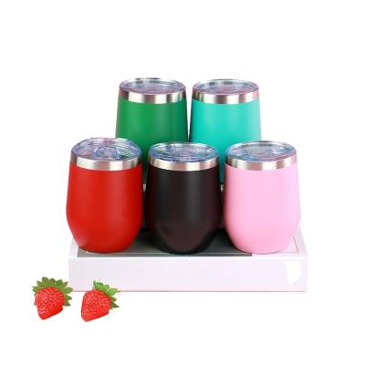 China Stainless Steel Egg Wine Tumbler with Color Powder Coating and Double Wall Insulation for sale