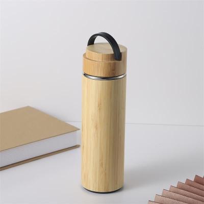 Cina 500 ml Bamboo Tumbler Doppia parete Vaso aspirante per business Isolamento bottiglia di bevande termali in vendita