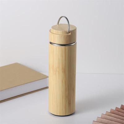 China Bamboo Thermos Insulated Vaccum Stainless Steel Bamboo Thermal Coffee Tea Water Flask for sale